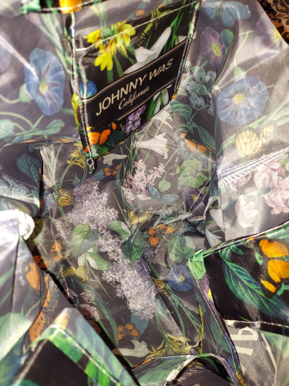 Johnny Was California Reusable Foldable Nylon Tote Bag - Picture 5 of 6